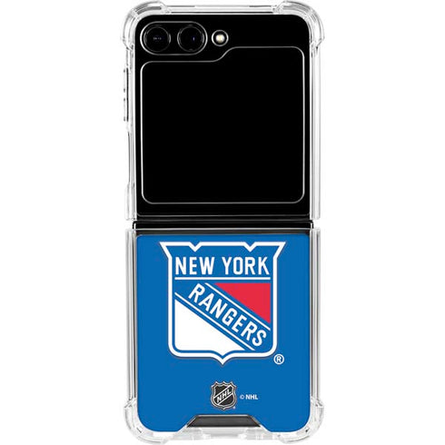 NHL New York Rangers Solid Background Galaxy Z Flip6 Clear Case